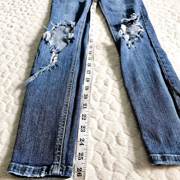 Free People distressed skinny jeans ripped denim 27 4 - Picture 7 of 7